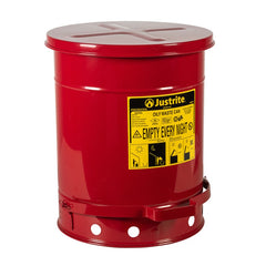 Justrite Steel Oily Waste Can Red